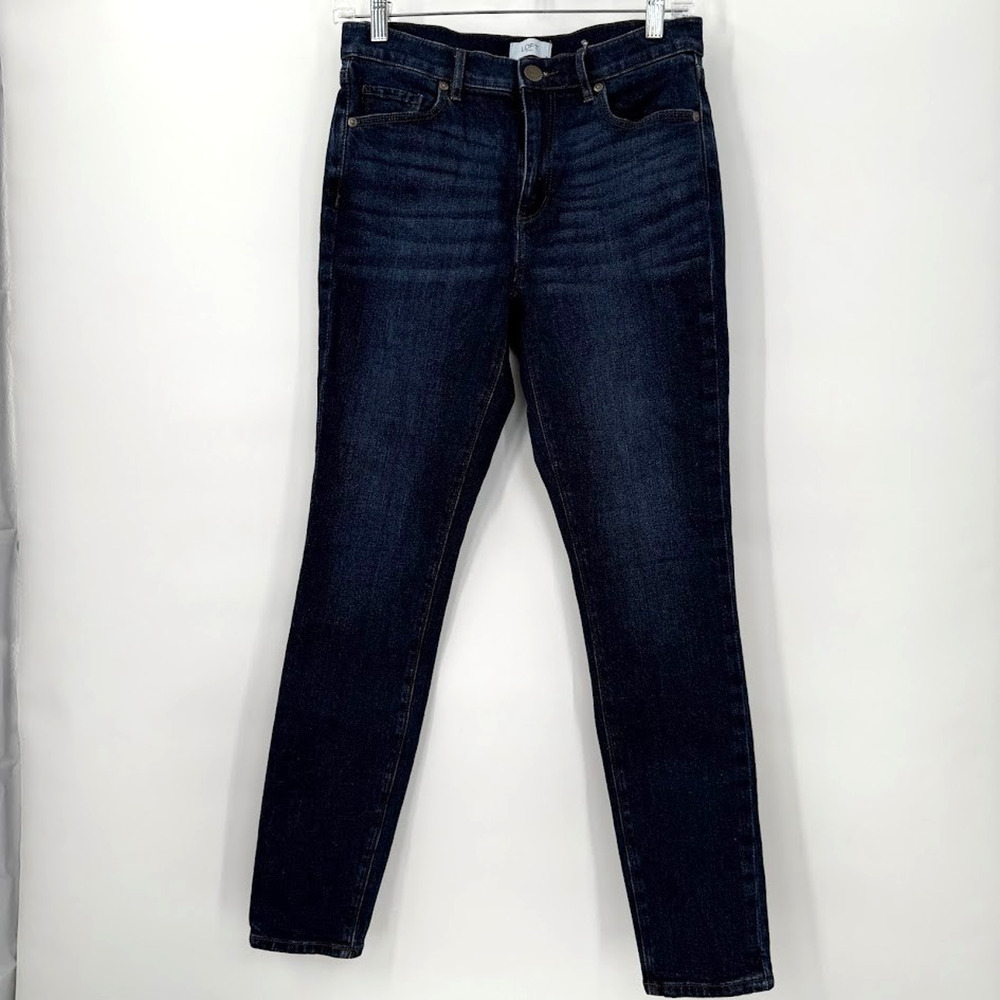 LOFT Outlet Women’s Dark Wash Skinny Jeans Size 4 Mid Rise Stretch Denim